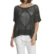 LABEL+THREAD LATTICE SCOOP NECK TOP IN BLACK