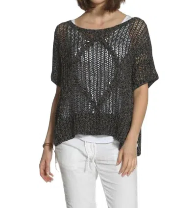 Label+thread Lattice Scoop Neck Top In Black In Silver