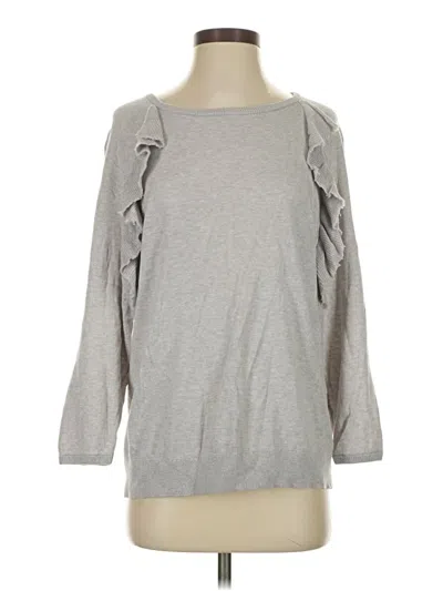 Pre-owned Label+thread Long Sleeve Top Gray Solid Pattern Crew Neck Tops