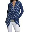 LABEL+THREAD LUXE COVER UP CARDIGAN IN NAVY/WHITE