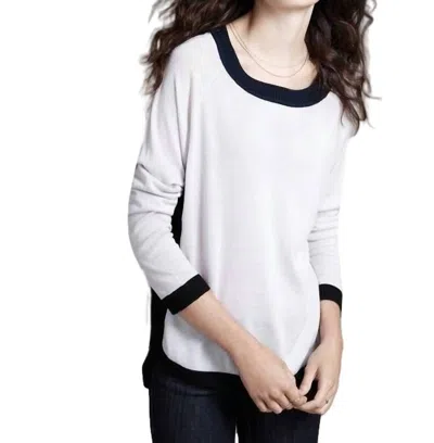 Label+thread Ringer Neck Pullover In Stone/navy/black In White