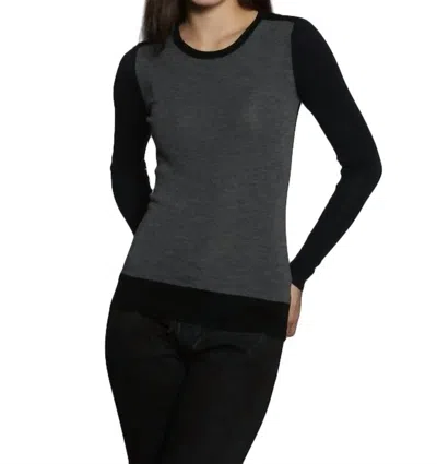 Label+thread Skinny Rib Crew Pullover In Grey/navy