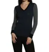 LABEL+THREAD SKINNY RIB VEE PULLOVER IN CHARCOAL/OCEAN