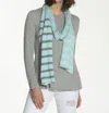 LABEL+THREAD STRIPED TUBE SCARF IN MINT/GREY COMBO
