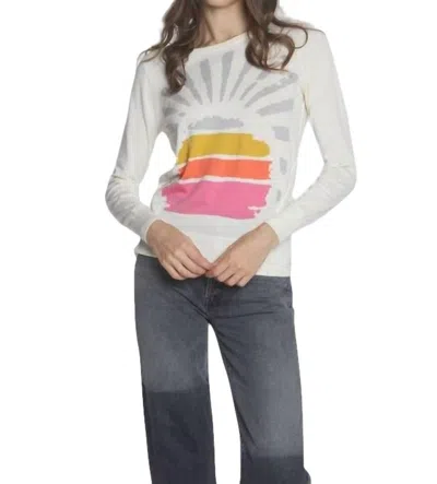 Label+thread Sunburst Crew Top In White Multi In Beige