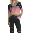 LABEL+THREAD SUNRISE STRIPE VEE TOP IN PINK MULTI