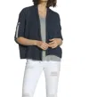 Label+thread Tab Sleeve Cardigan In Navy In Blue