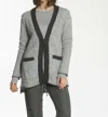 Label+thread Boucle Snap Cardigan In Grey/charcoal In Gray