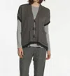 Label+thread Women's Boxy Slub Capelet Cardigan In Brown/navy In Gray
