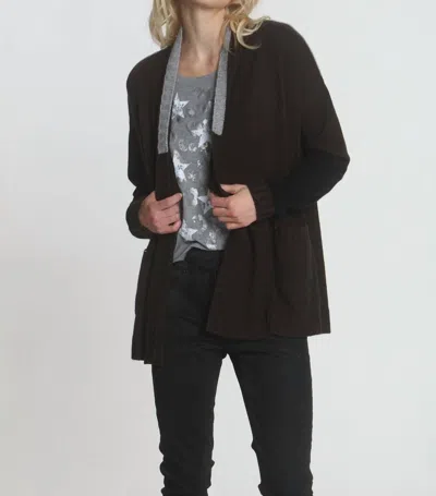 Label+thread Women's Brandy Block Cardigan In Brown/black