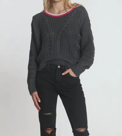 Label+thread Women's Dakota Cable Crew In Charcoal In Black