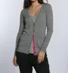 Label+thread Double Rib Cardigan In Grey In Gray