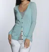 Label+thread Double Rib Cardigan In Mint In Blue