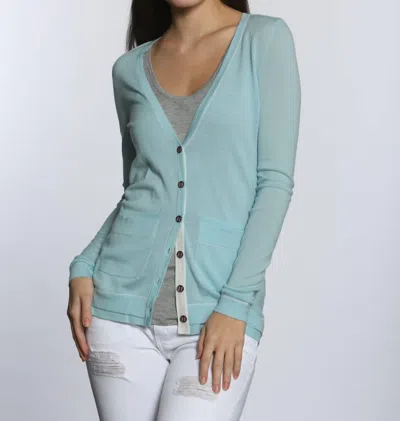 Label+thread Women's Double Rib Cardigan In Mint In Blue
