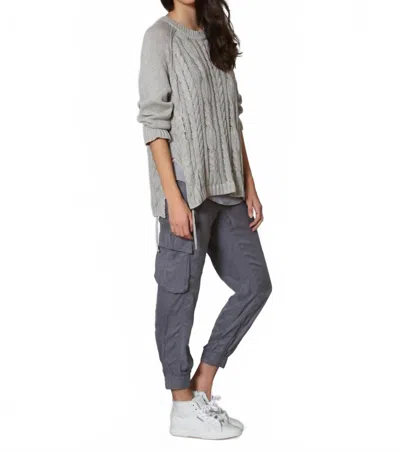 Label+thread Women's Lace Up Cable Crew Top In Fog In Gray