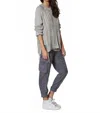 Label+thread Women's Lace Up Cable Crew Top In Fog In Gray