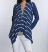 Label+thread Luxe Cover Up Cardigan In Navy/white In Blue
