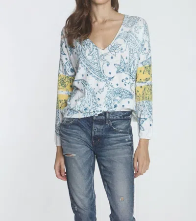 Label+thread Women's Paisley Vee In Steel Fade In Blue