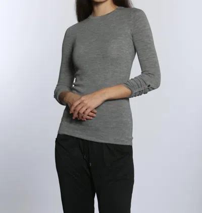 Label+thread Women's Solid Merino Crew Top In Grey