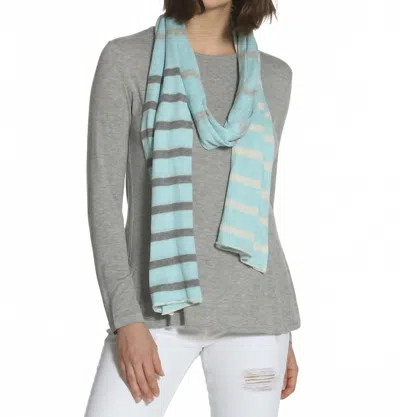 Label+thread Women's Striped Tube Scarf In Mint/grey Combo In Blue