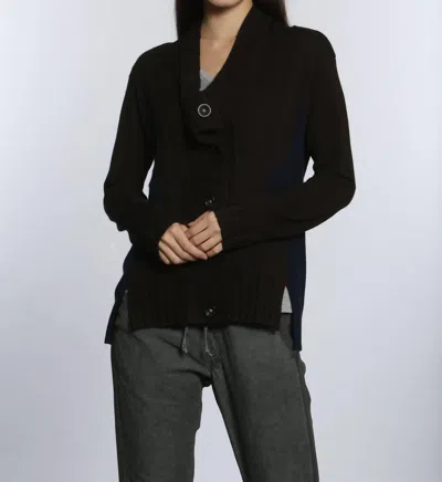 Label+thread Women's Willow Button Cardigan In Brown/navy