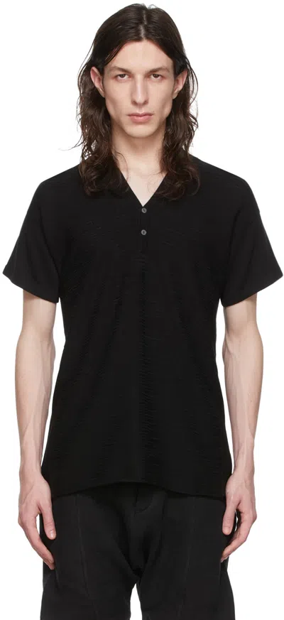 Label Under Construction Black Cotton Henley