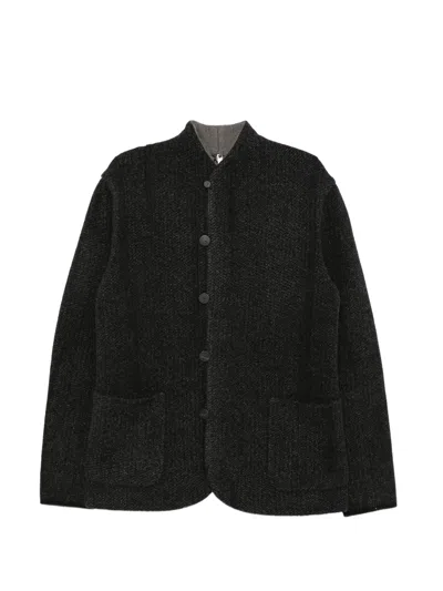 Label Under Construction Button-up Patch-pocket Cardigan In Black