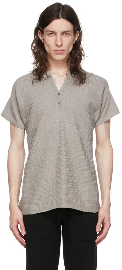 Label Under Construction Grey Cotton Henley In Light Grey