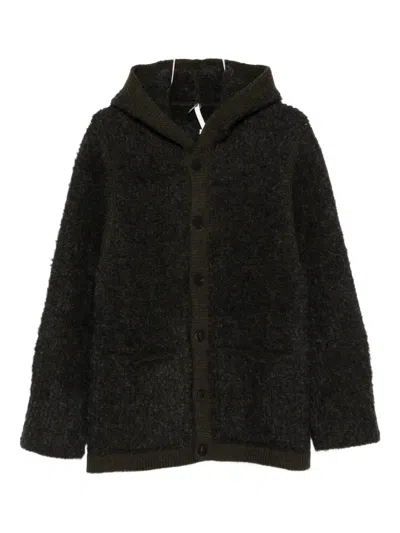 Label Under Construction Hooded Brushed-effect Coat In Brown