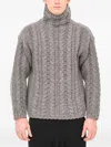 Label Under Construction Knit-cable Turtleneck Sweater In Gray