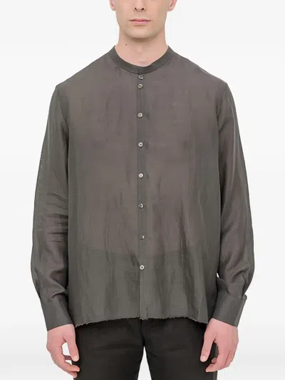 Label Under Construction Mandarin-collar Shirt In Gray
