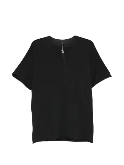 Label Under Construction Short-sleeved Cotton Sweater In Black