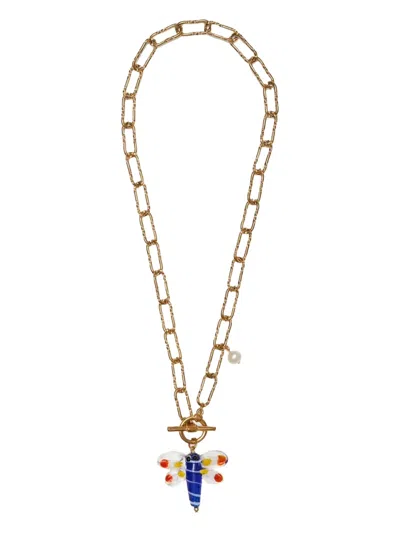 Labelled Jewellery Dragonfly Chain Necklace In Gold