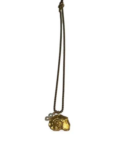 Labelled Jewellery Marea Chain Pearl-pendant Necklace In Black
