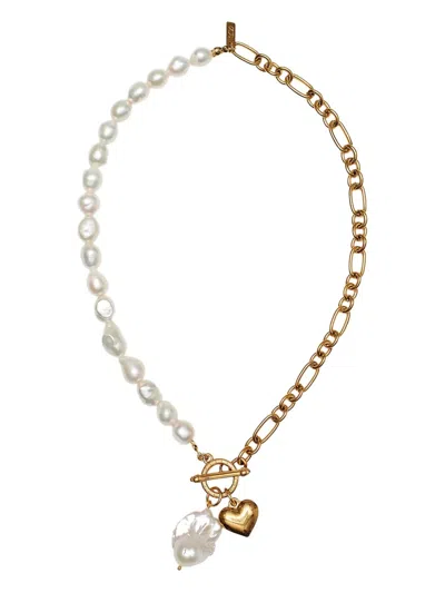 Labelled Jewellery Pearl Heart-pendant Necklace In White