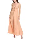 Labiz Empire-waist Linen-blend Maxi Dress In Beige