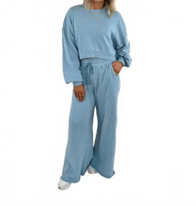 Labiz Fashion Holly Ribbed Lounge Set In Winter Sky In Blue