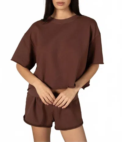 Labiz Terry Raw Edge Short In Coffee In Brown