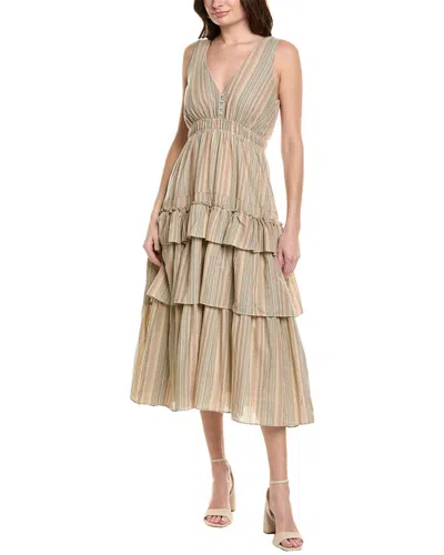 Labiz Tiered Midi Dress In Green