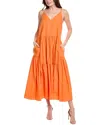 Labiz Tiered Midi Dress In Orange