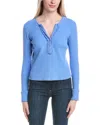 Labiz Waffle Knit Henley Pullover In Blue