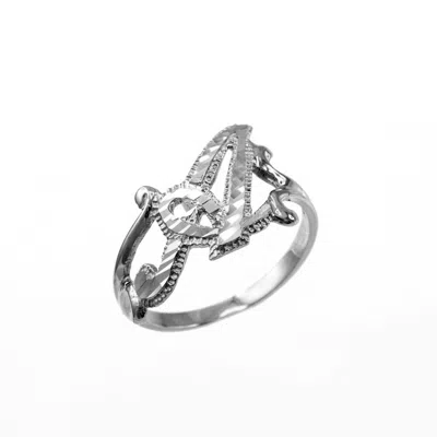 Pre-owned Lablingz 10k White Gold Sparkle-cut Letter Initial Script Ring