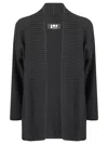Labo Art Buttonless Open Cardigan In Soft Virgin Wool In Black