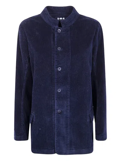 Labo Art Corduroy Button-front Coat In Blue