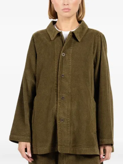 Labo Art Corduroy Buttoned-up Jacket In Green