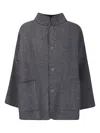 Labo Art Mandarin-collar Buttoned-up Jacket In Gray