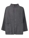 Labo Art Mandarin-collar Buttoned-up Jacket In Gray