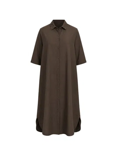 Labo.art Abito Acca Shirt Midi Dress In Brown
