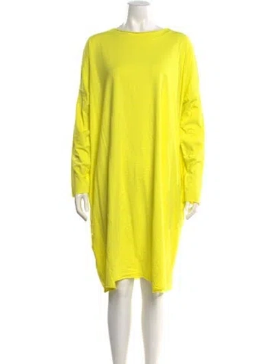Pre-owned Labo.art Bateau Neckline Knee-length Dress In Yellow
