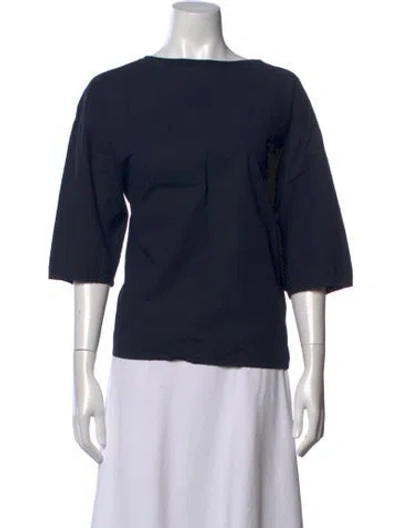 Pre-owned Labo.art Bateau Neckline Three-quarter Sleeve Top In Blue